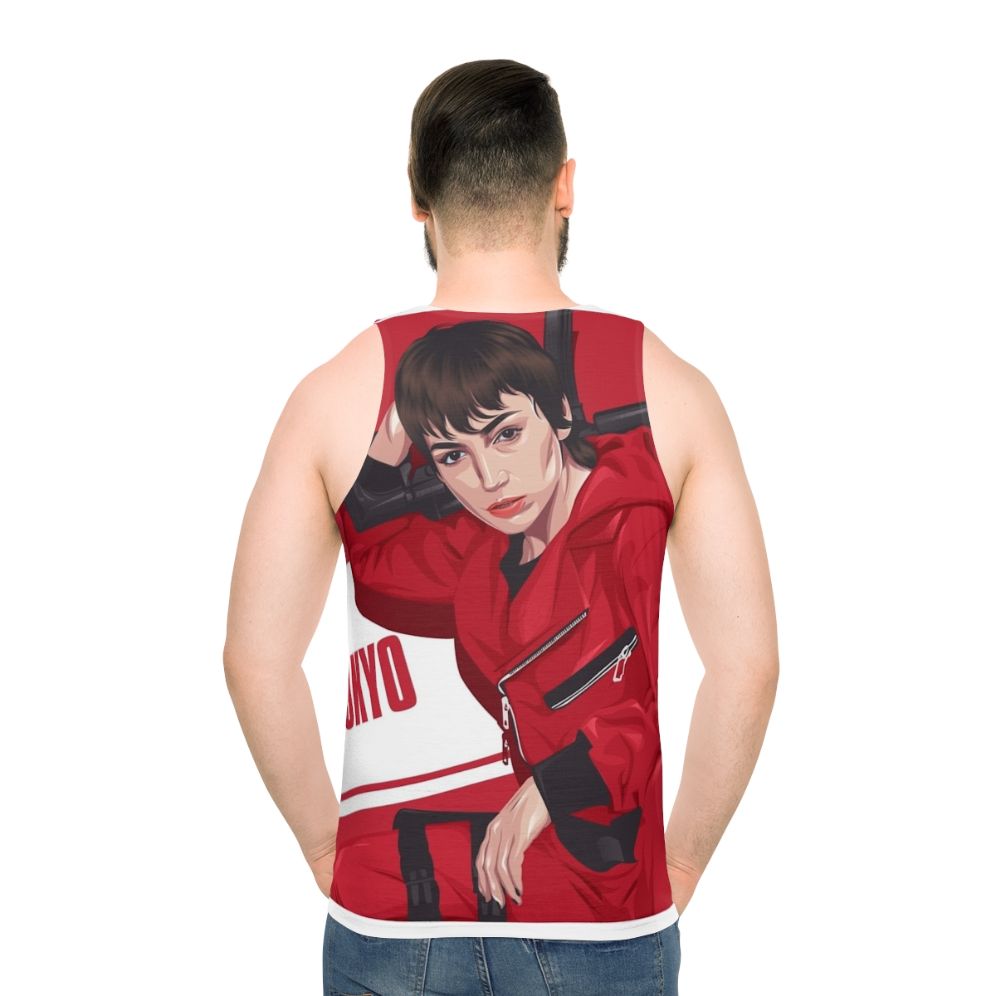 Money Heist Tokyo Unisex Tank Top featuring a vector design