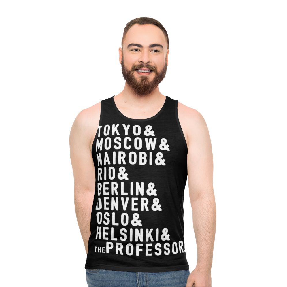 Money Heist Unisex Tank Top with Red Jumpsuit Design