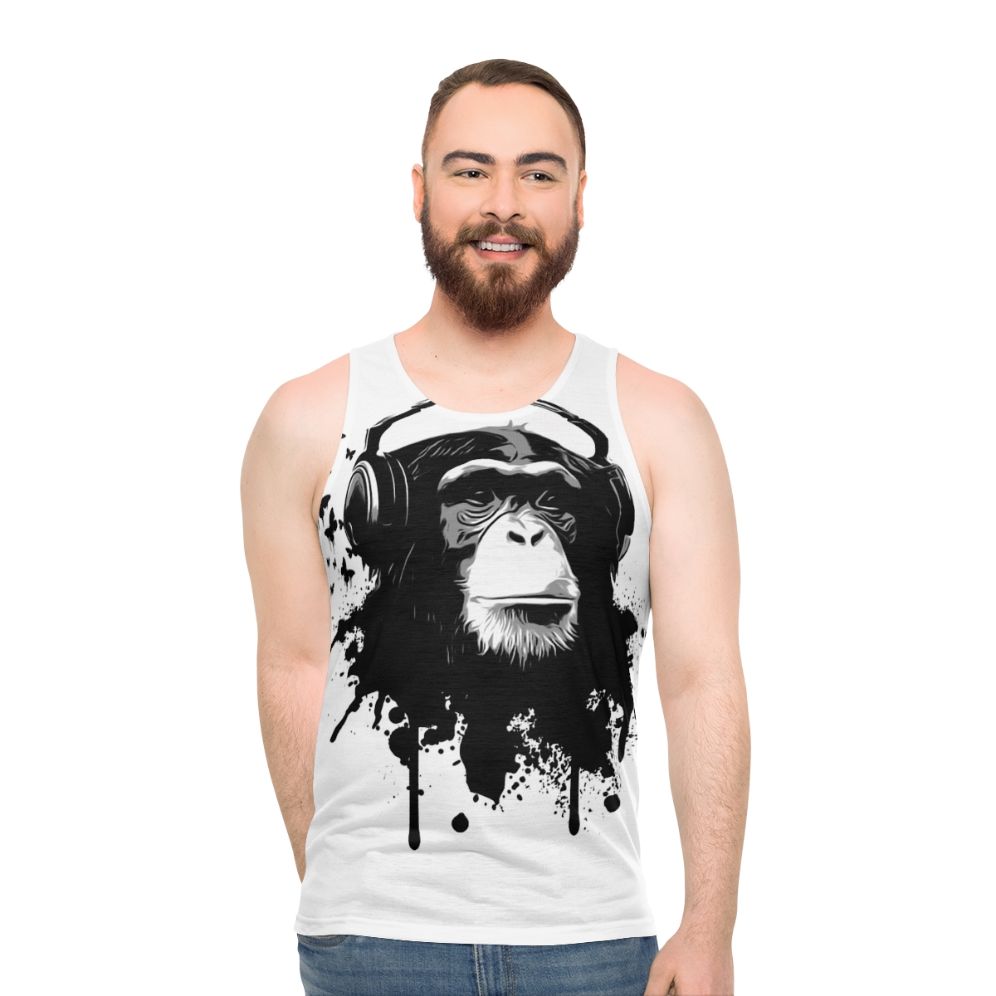 Monkey Business Unisex Tank Top with Graffiti-Style Design