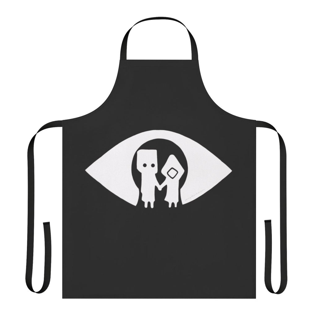 Mono and Six from Little Nightmares holding hands on a black apron - Little Nightmares inspired fan art