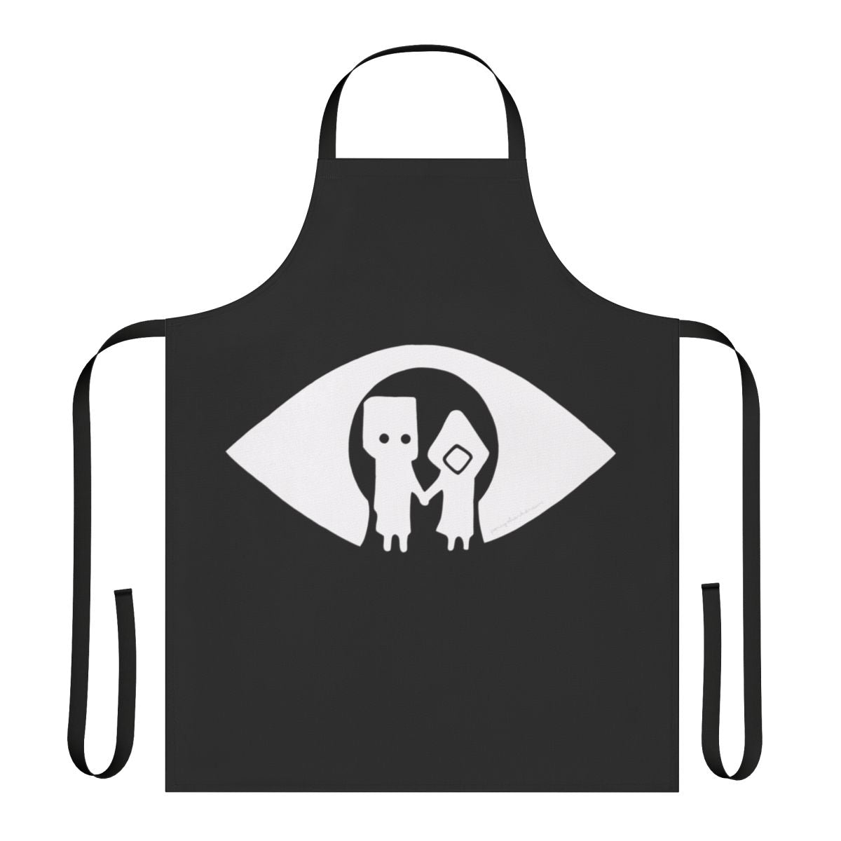 Mono and Six from Little Nightmares holding hands on a black apron - Little Nightmares inspired fan art