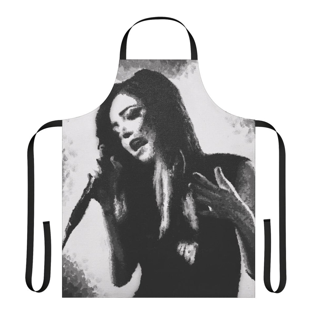 Monochromatic apron featuring Chrissy Costanza of the band Against the Current