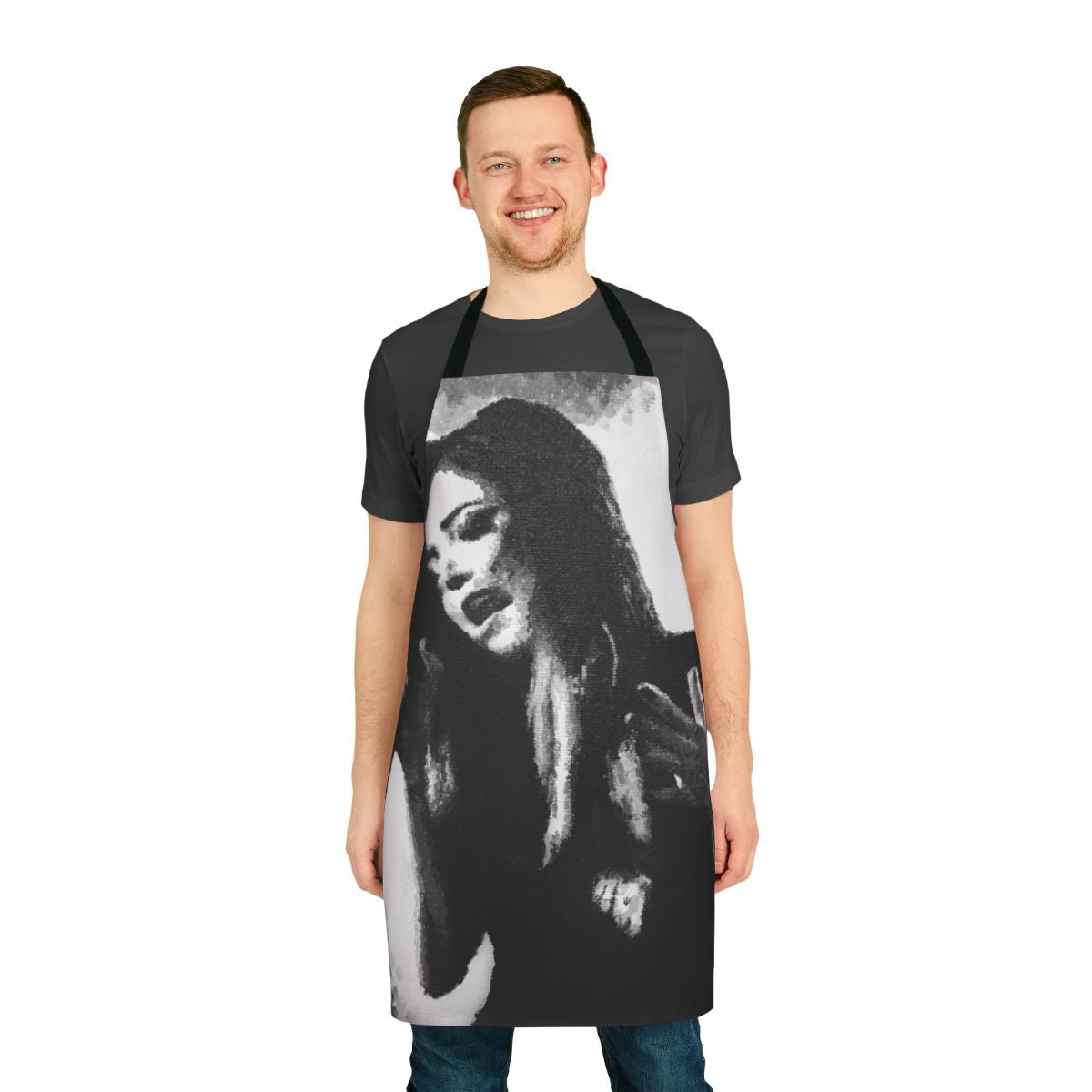 Monochromatic apron featuring Chrissy Costanza of the band Against the Current