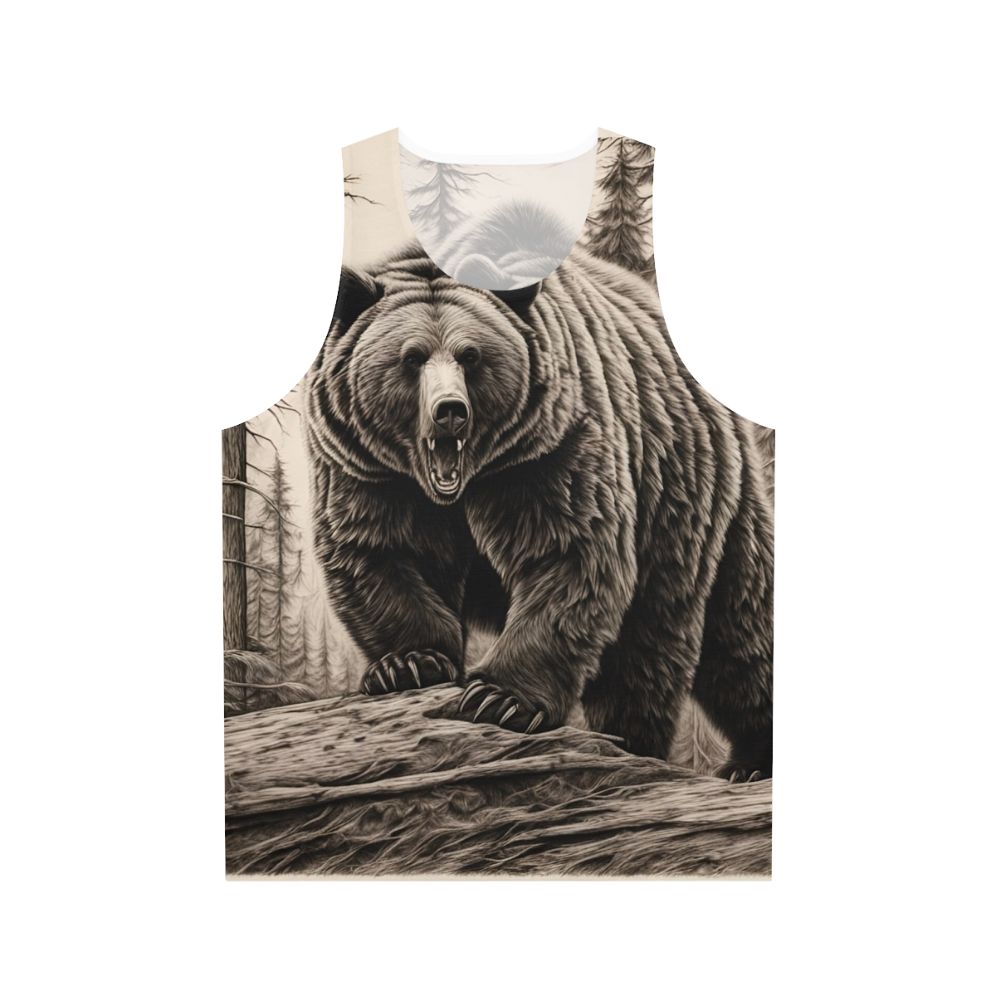 Monochromatic Grizzly Bear Unisex Tank Top