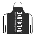 Monochromatic apron featuring Schrodinger's cat, a famous thought experiment in quantum physics