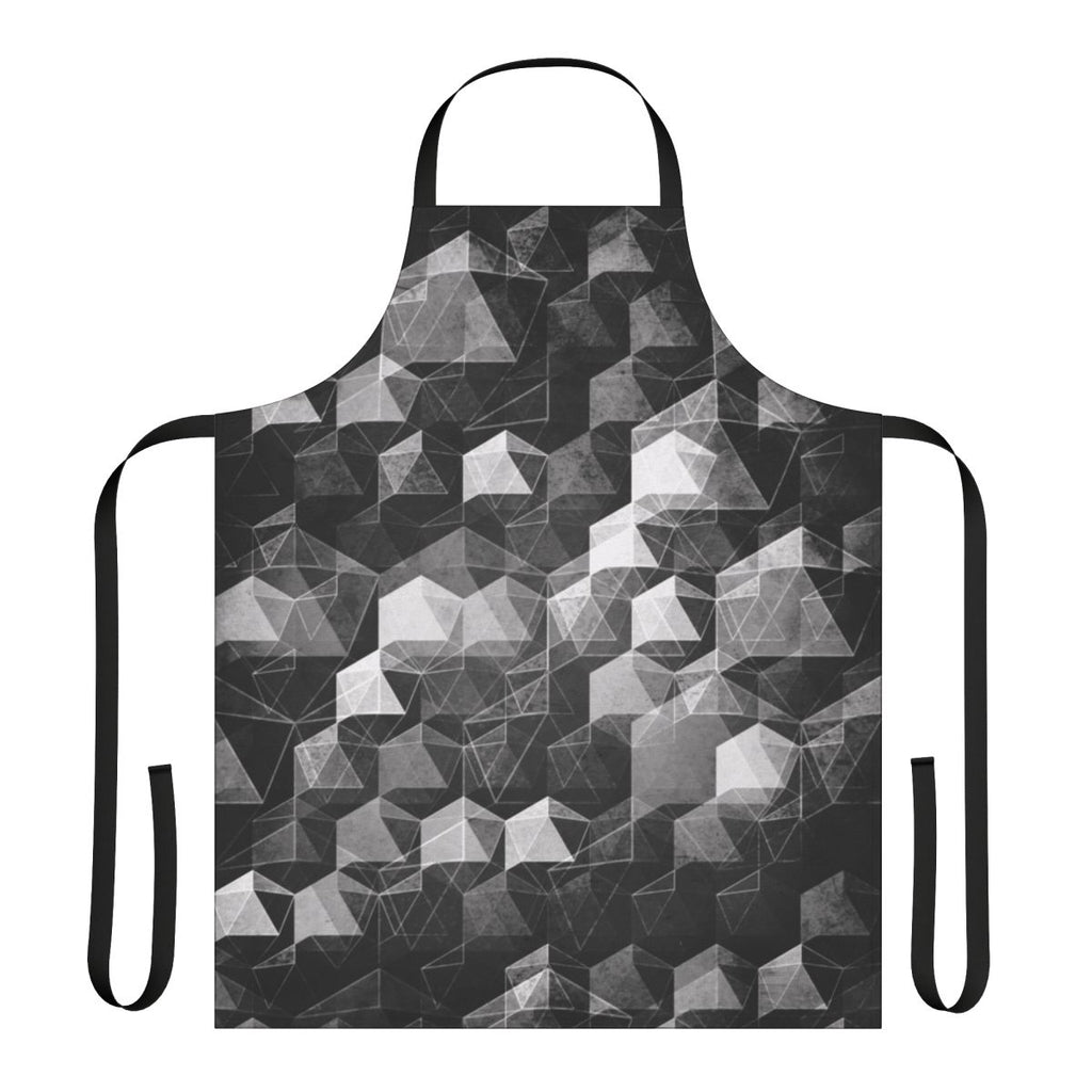 Monochrome abstract geometric pattern design on an apron