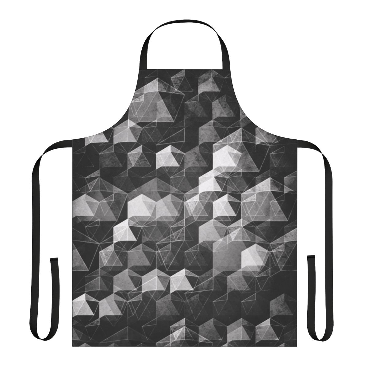 Monochrome abstract geometric pattern design on an apron