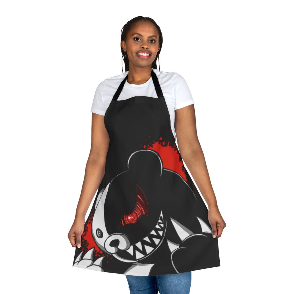 Monochrome apron with Monokuma bear design from Danganronpa