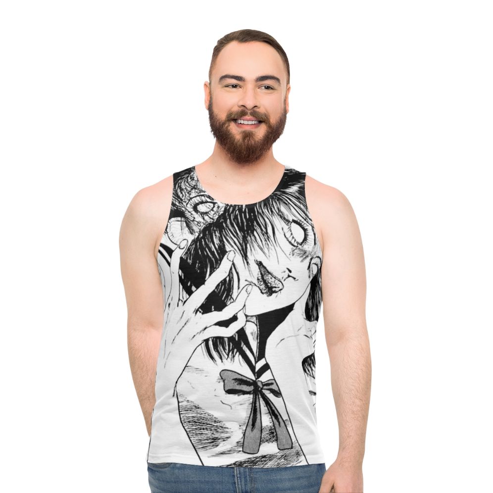 Monochrome horror manga anime junji ito unisex tank top