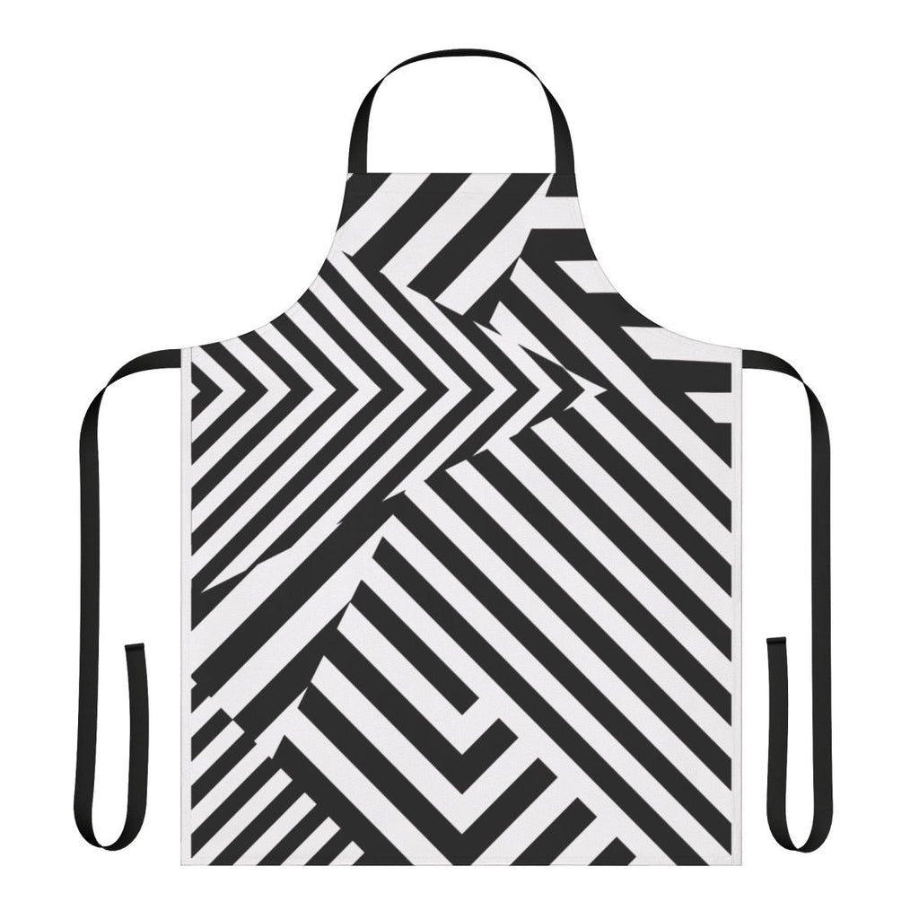 Monochrome razzle dazzle camouflage pattern apron for cooking and kitchen tasks