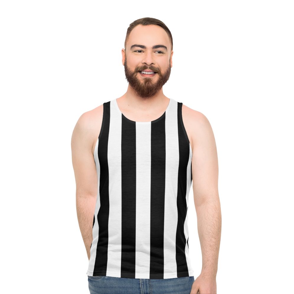 Black and White Striped Unisex Tank Top