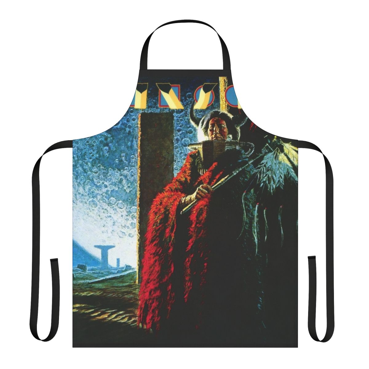 Monolith-inspired apron with Kansas band logo and design