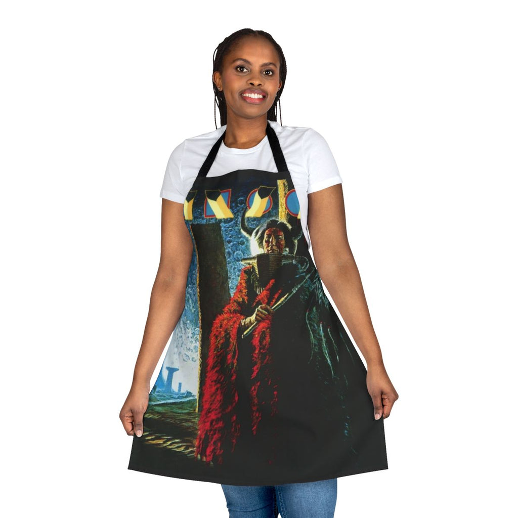 Monolith-inspired apron with Kansas band logo and design