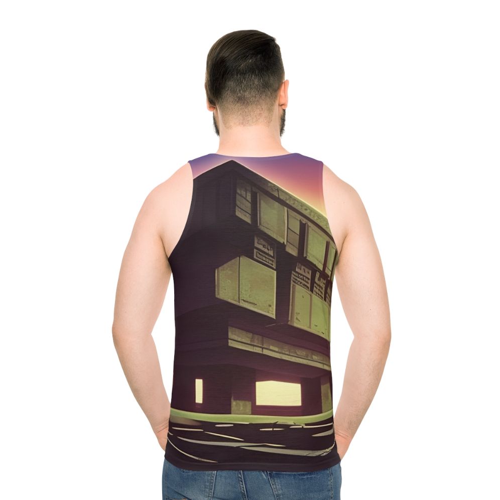 Monolith Unisex Tank Top - Futuristic Brutalist Synthwave Design