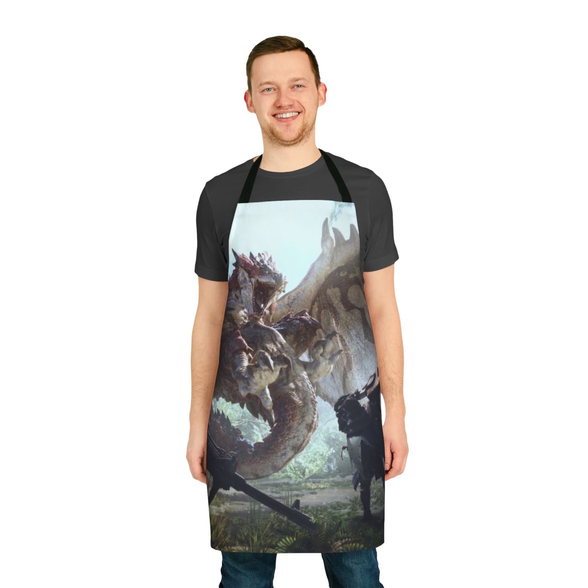 Monster Hunter World-themed apron for gamers and cooking enthusiasts
