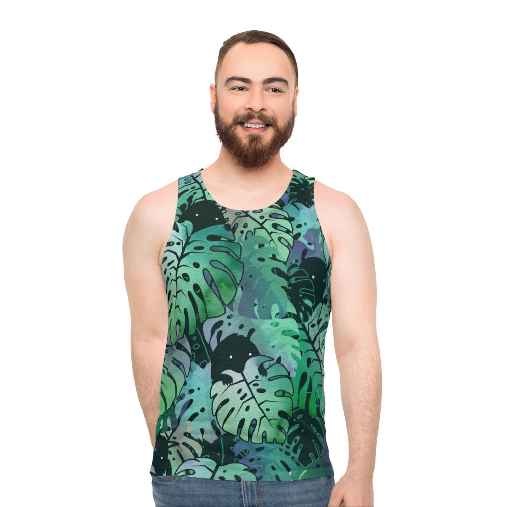 Monstera leaves tropical floral unisex tank top
