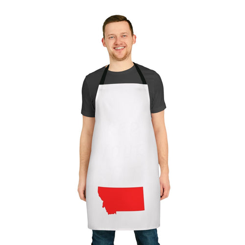 A durable, high-quality apron featuring the state of Montana, perfect for cooking, baking, and hosting.