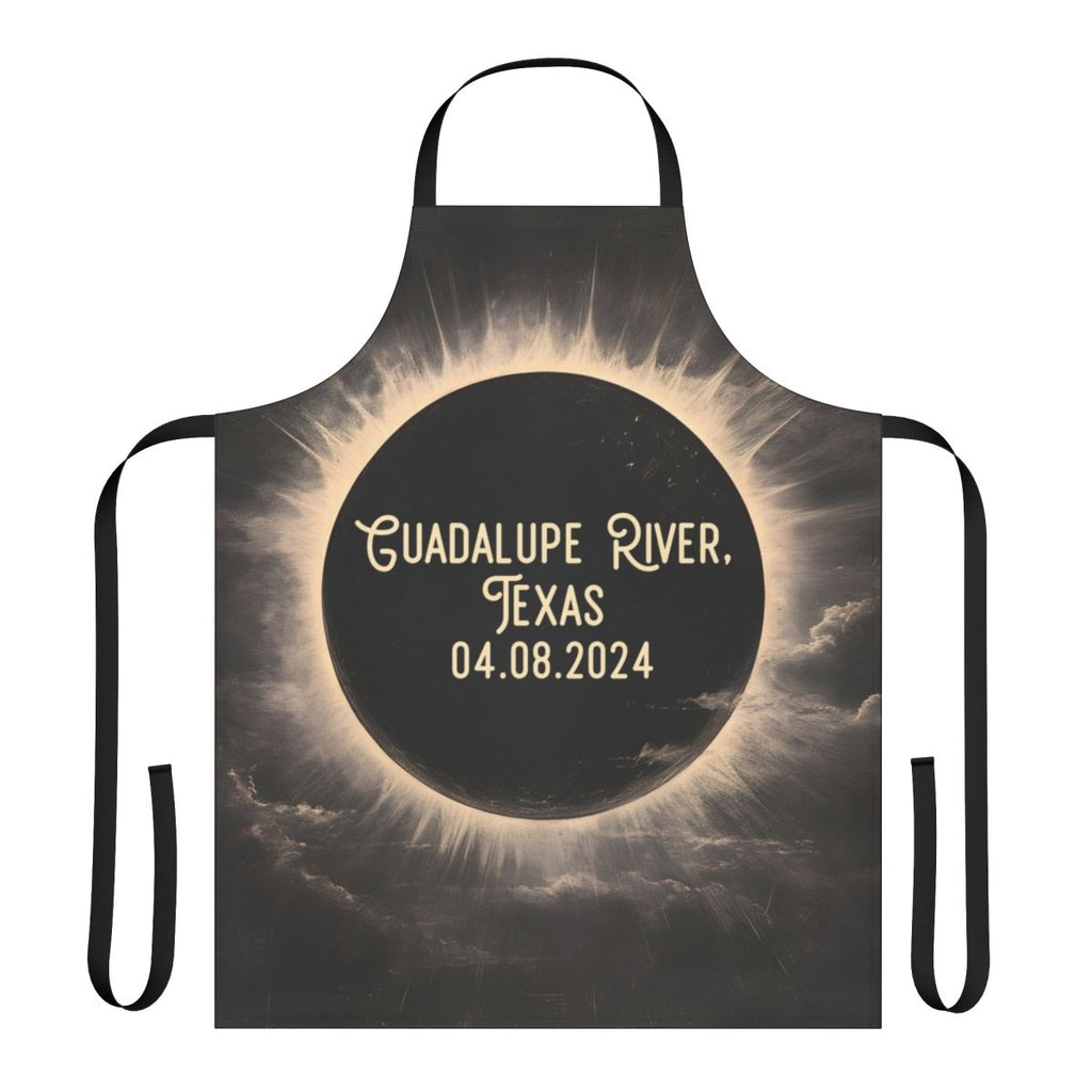 Moody Guadalupe River Texas Eclipse Apron with sun, moon, and clouds