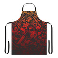 A vibrant red apron featuring the iconic Moogle design, perfect for Final Fantasy enthusiasts.