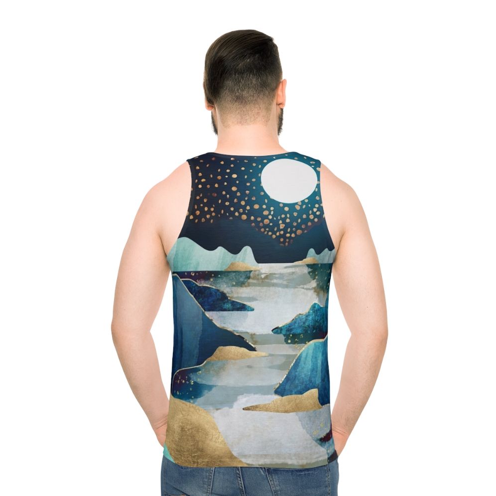 Unisex tank top with a moon glow celestial design