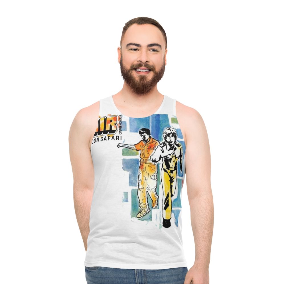 Moon Safari Unisex Tank Top with Music Album and Vinyl Record Graphic