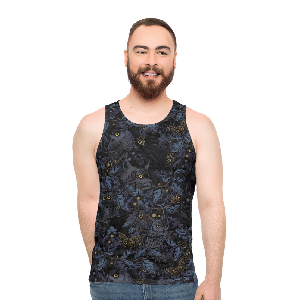 Moonlight Blue Unisex Tank Top with Camouflage and Nature Inspired Design