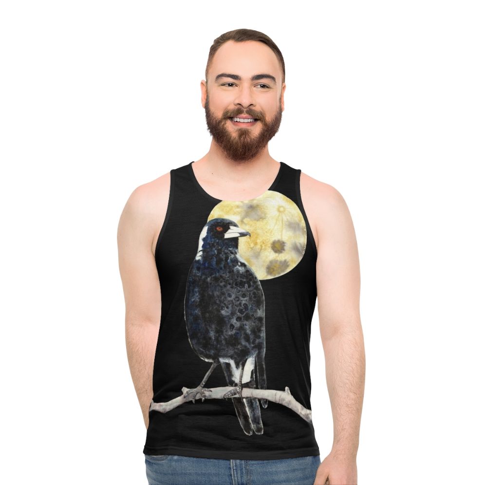 Moonlit Magpie Unisex Tank Top