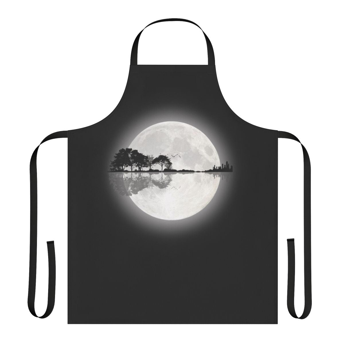 Moonlit nature-inspired guitar apron with artistic silhouette design