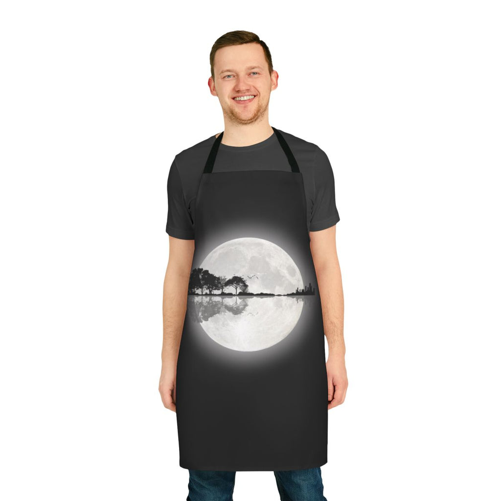 Moonlit nature-inspired guitar apron with artistic silhouette design