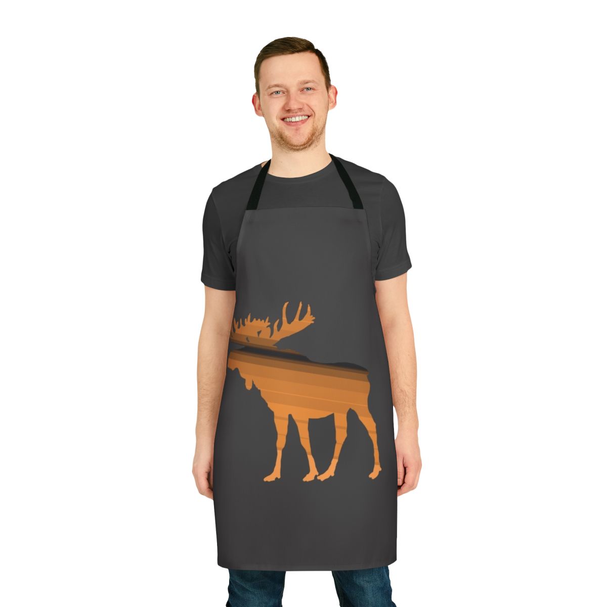 Colorful apron with abstract moose and other legendary animal designs