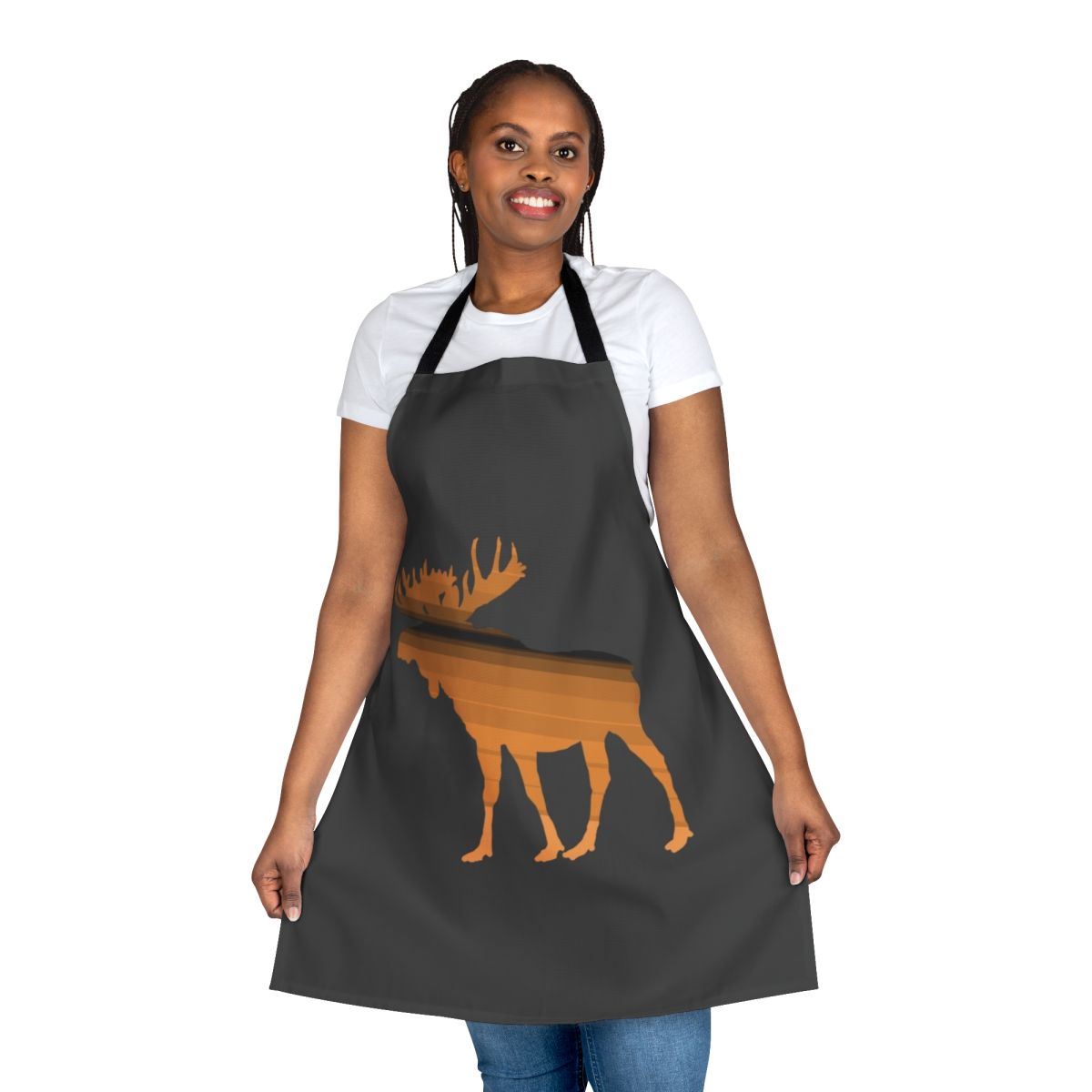 Colorful apron with abstract moose and other legendary animal designs