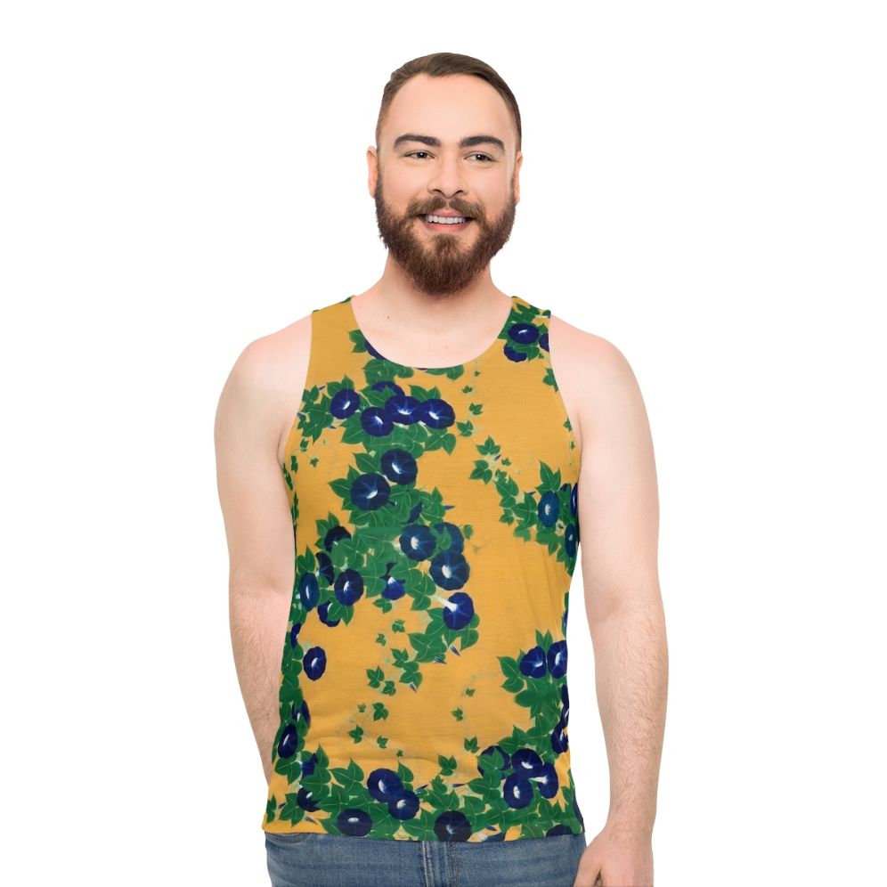 Morning glory unisex tank top featuring Edo period Japanese artwork