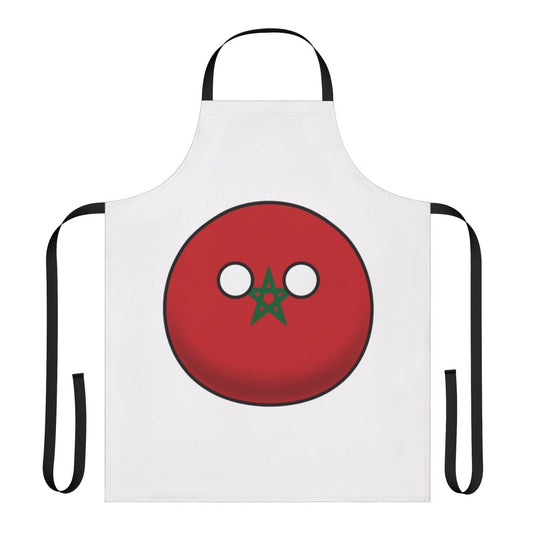 Apron featuring a cartoon-style illustration of the Moroccan flag and the "countryball" character design