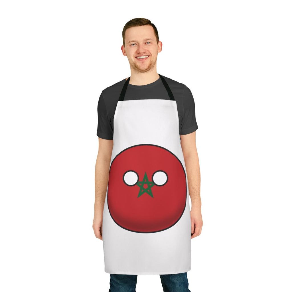 Apron featuring a cartoon-style illustration of the Moroccan flag and the "countryball" character design