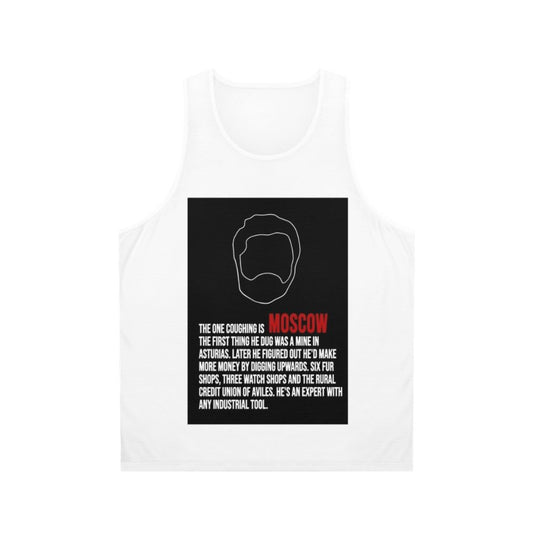 Moscow House of Money Unisex Tank Top with Money Heist Inspired Lineart Design