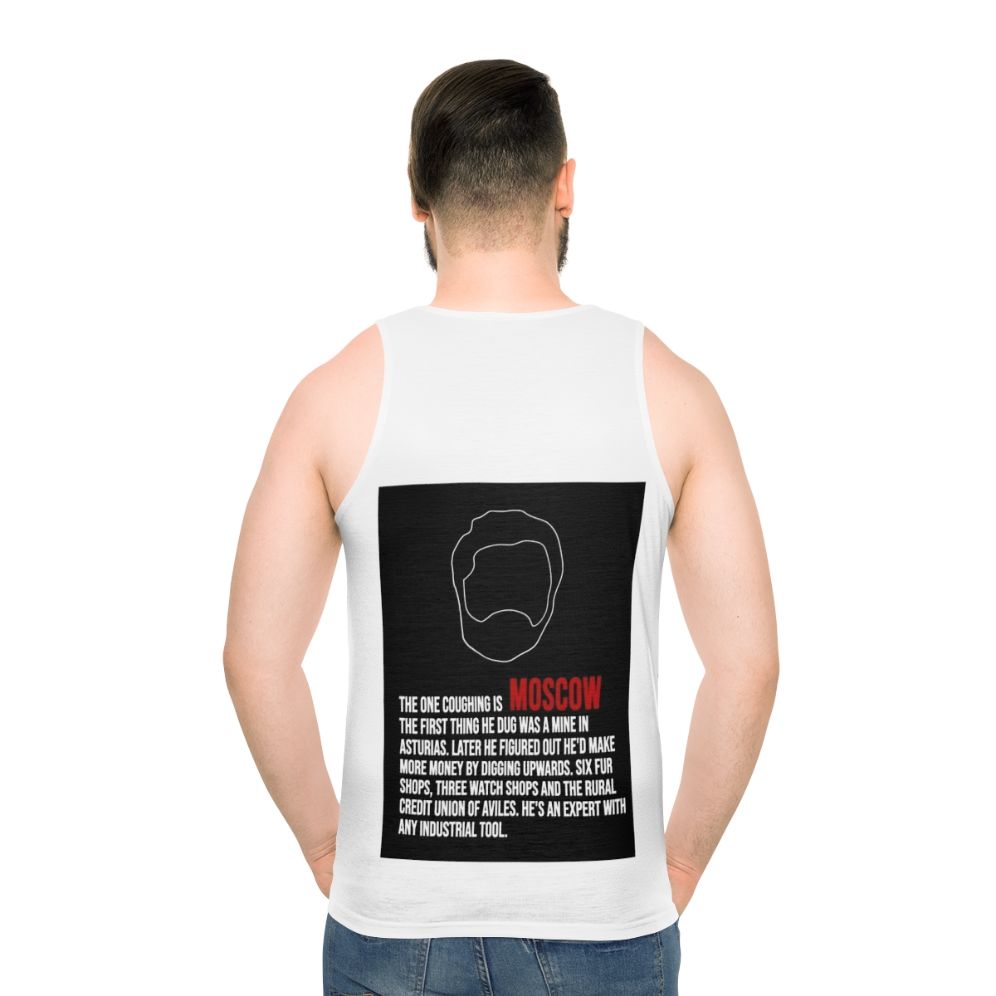 Moscow House of Money Unisex Tank Top with Money Heist Inspired Lineart Design