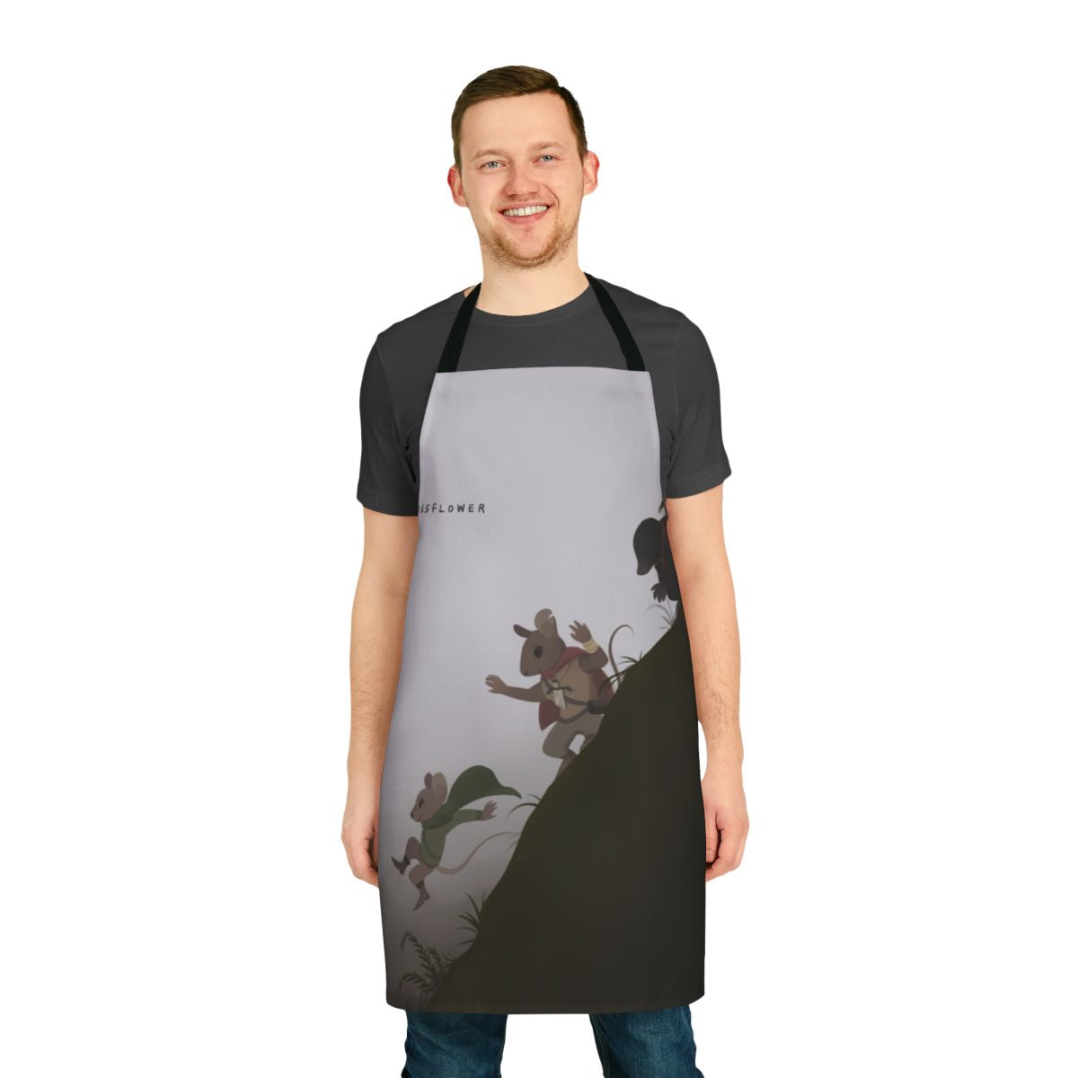 Mossflower-Inspired Cooking Apron with Mice and Woodland Imagery