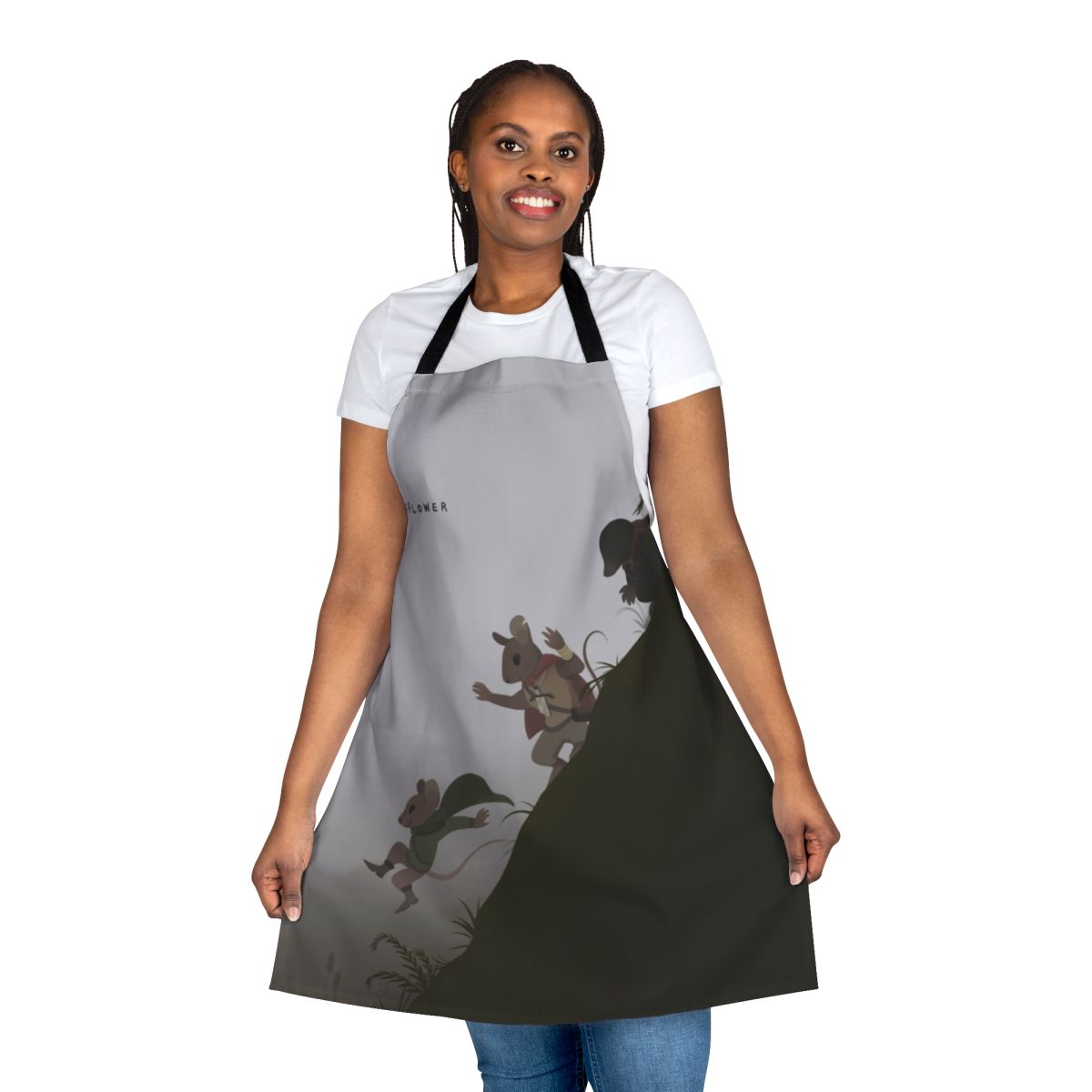 Mossflower-Inspired Cooking Apron with Mice and Woodland Imagery
