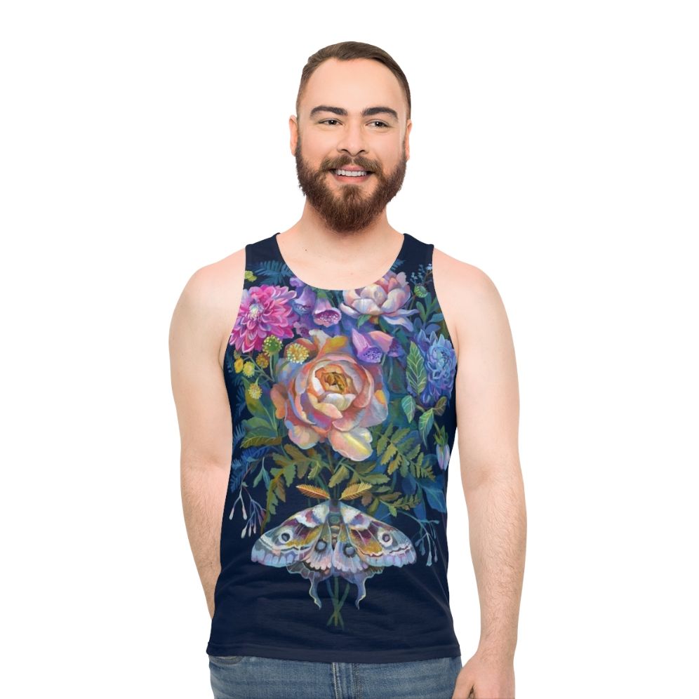 Moth flowers bouquet unisex tank top