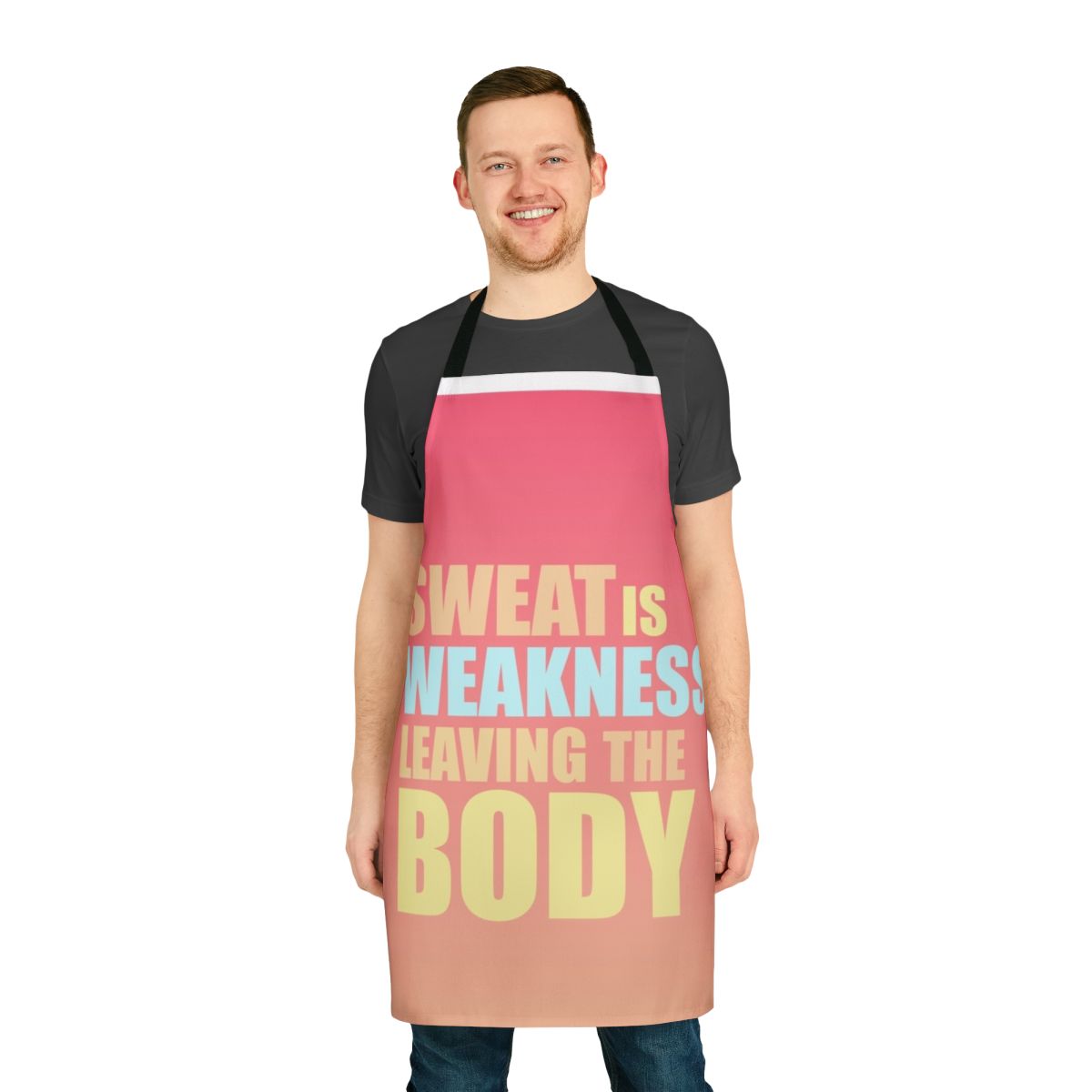 Motivational "Sweat Is Weakness Leaving the Body" Apron for Space Force Fans