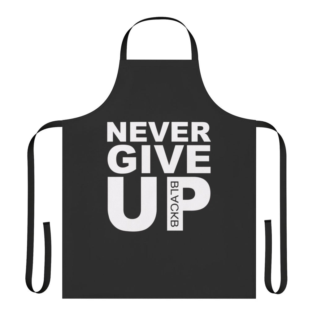 Apron with the motivational message "Never Give Up" for soccer and football enthusiasts