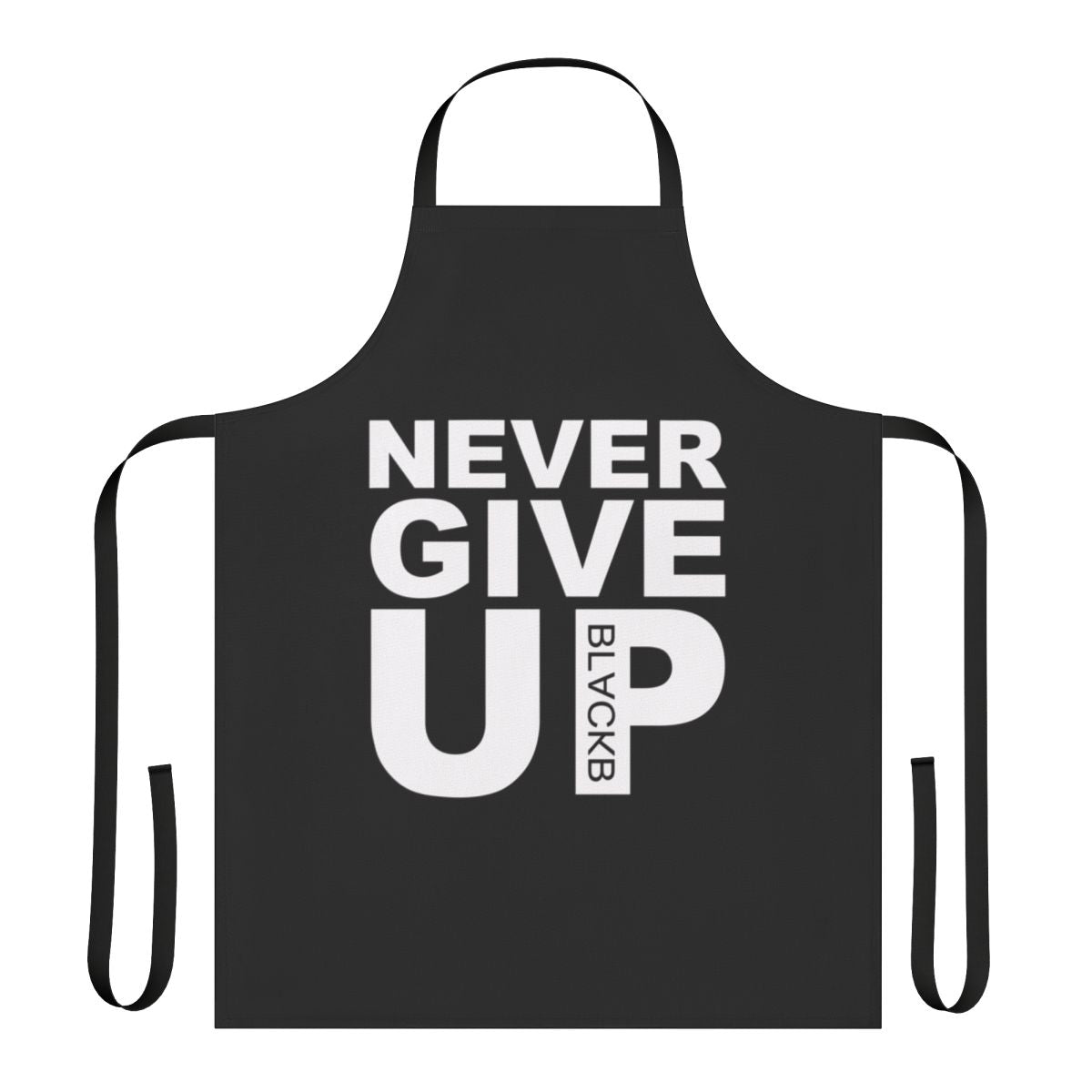 Apron with the motivational message "Never Give Up" for soccer and football enthusiasts