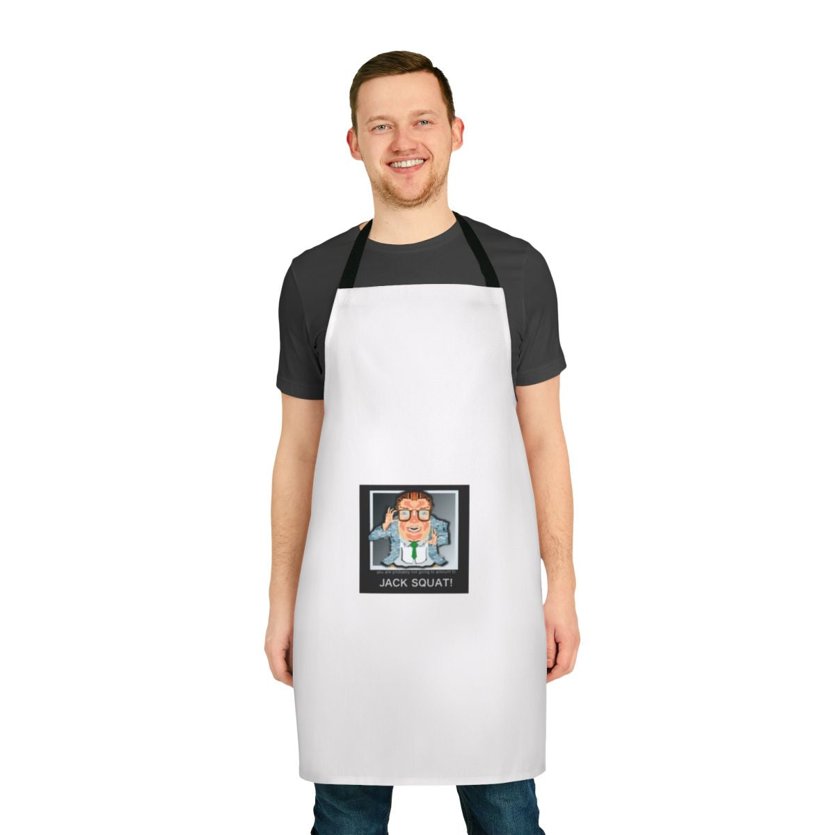 Motivational speaker inspired apron featuring digital art of comedian Chris Farley