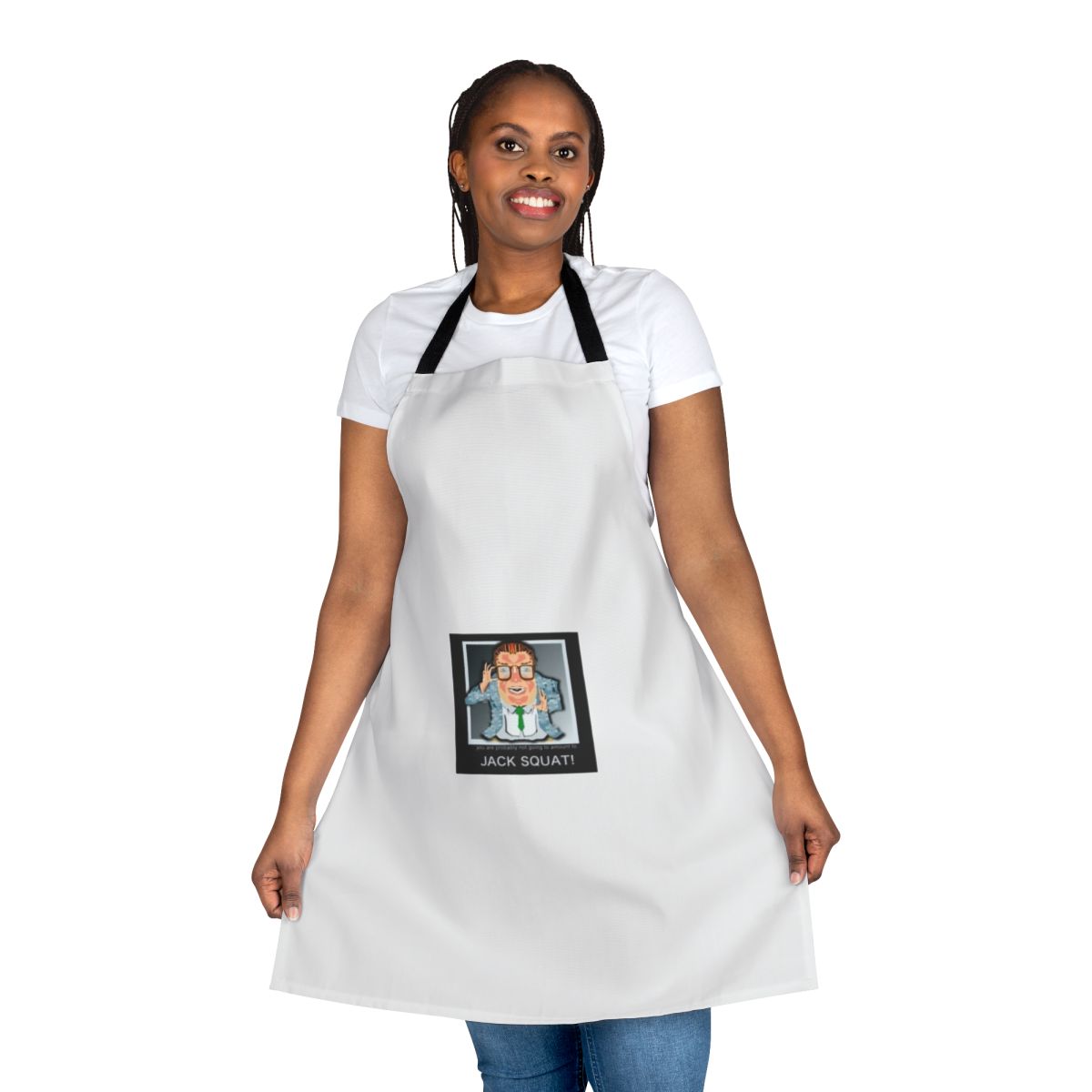 Motivational speaker inspired apron featuring digital art of comedian Chris Farley