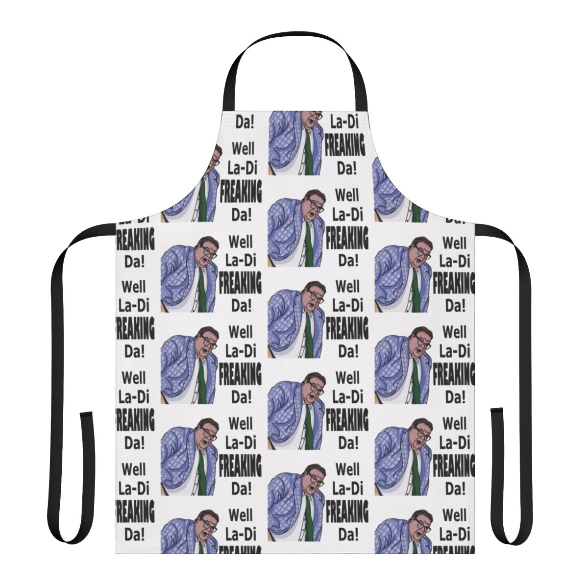 Matt Foley inspired funny kitchen apron featuring the iconic "van down by the river" catchphrase