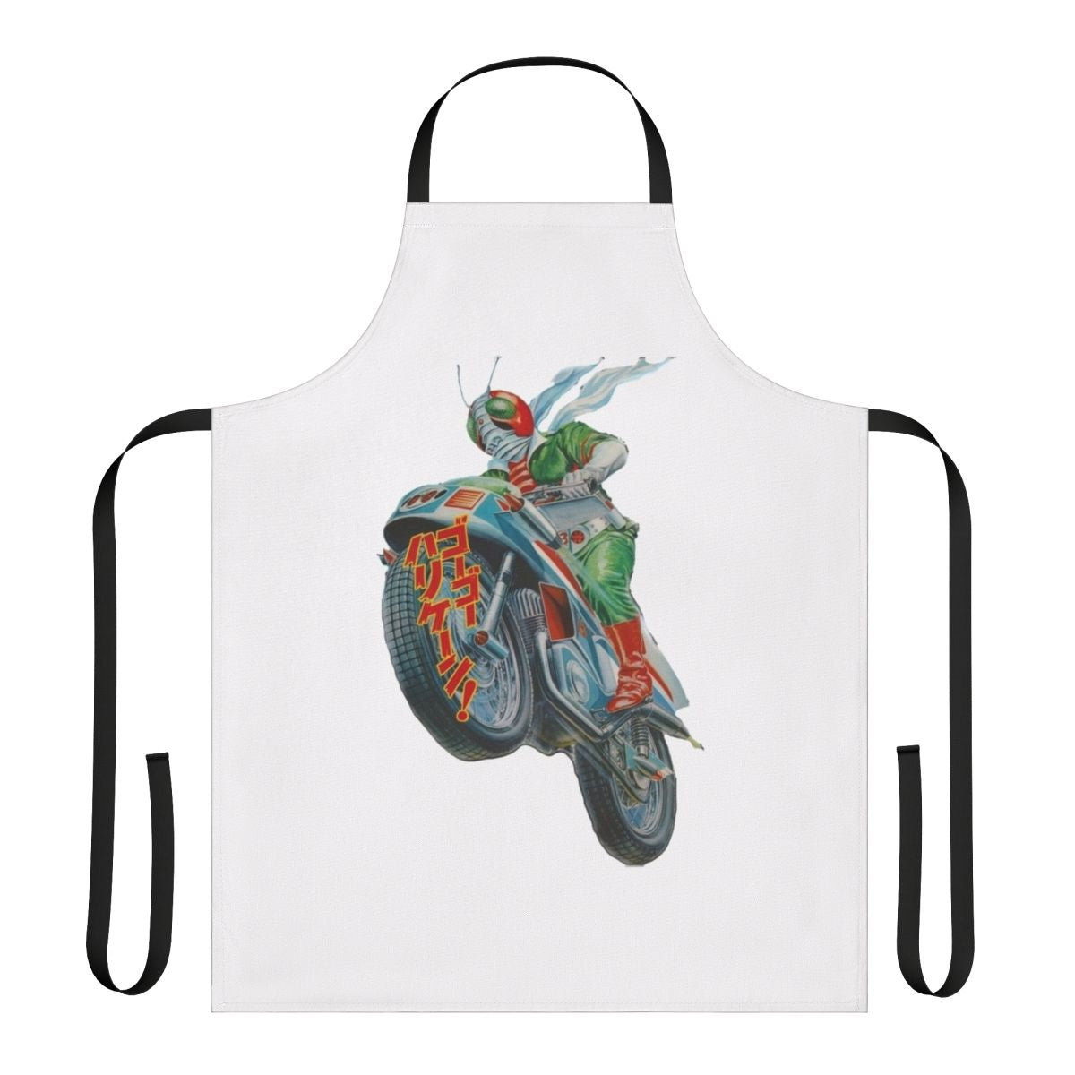 Motorcycle-themed apron featuring Kamen Rider V3 inspired graphics