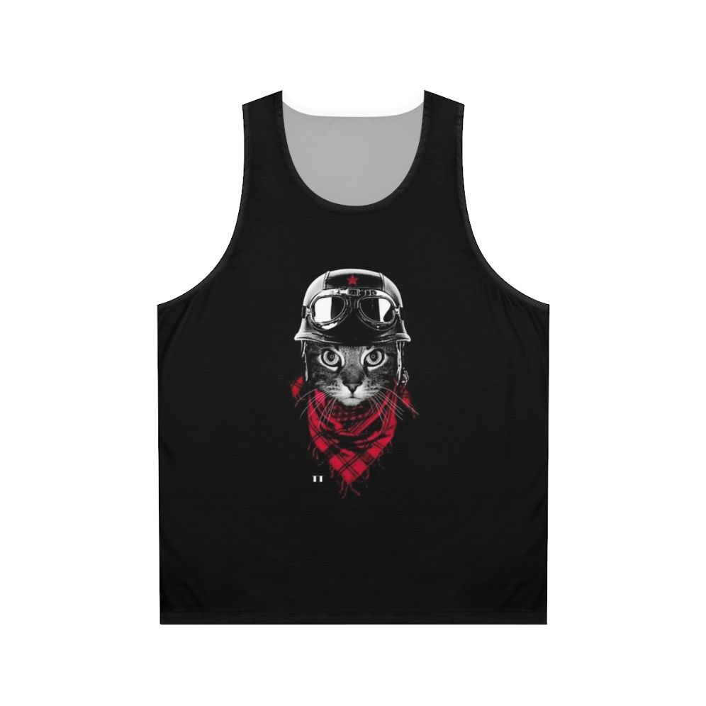Motorcycle cat unisex tank top