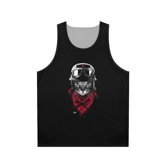 Motorcycle cat unisex tank top