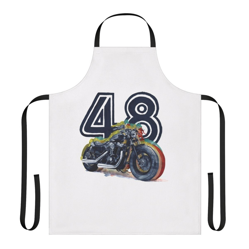 Harley Davidson 48 inspired apron with motorcycle and racing elements