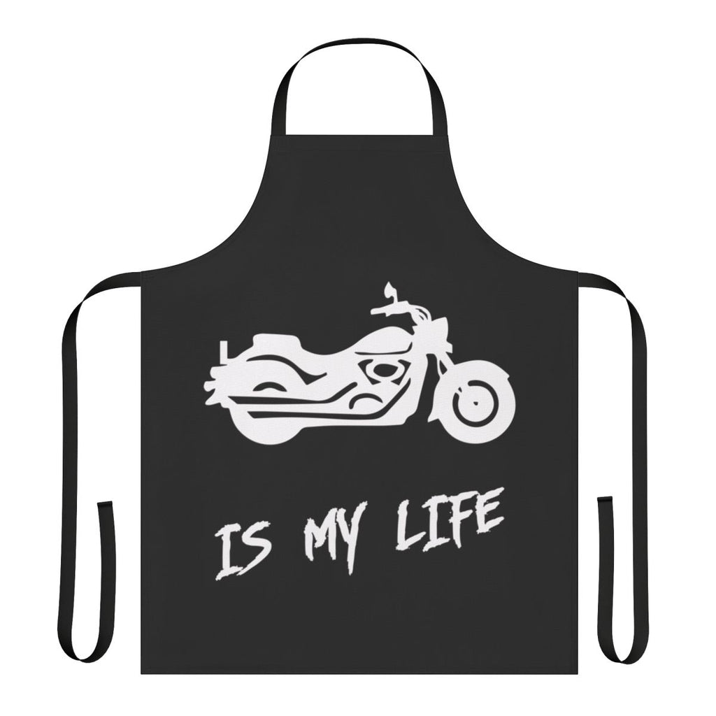 Motorcycle-themed apron with a "Motorcycle Is My Life" design for bikers and motorcycle enthusiasts